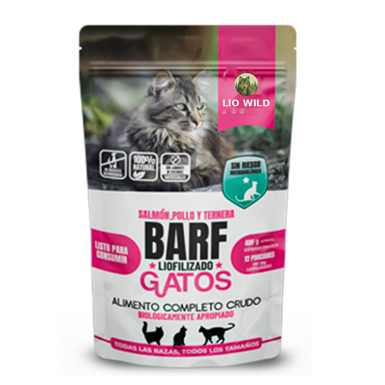 Alimento para gatos barf liofilizado salmon, pollo y ternera en polvo