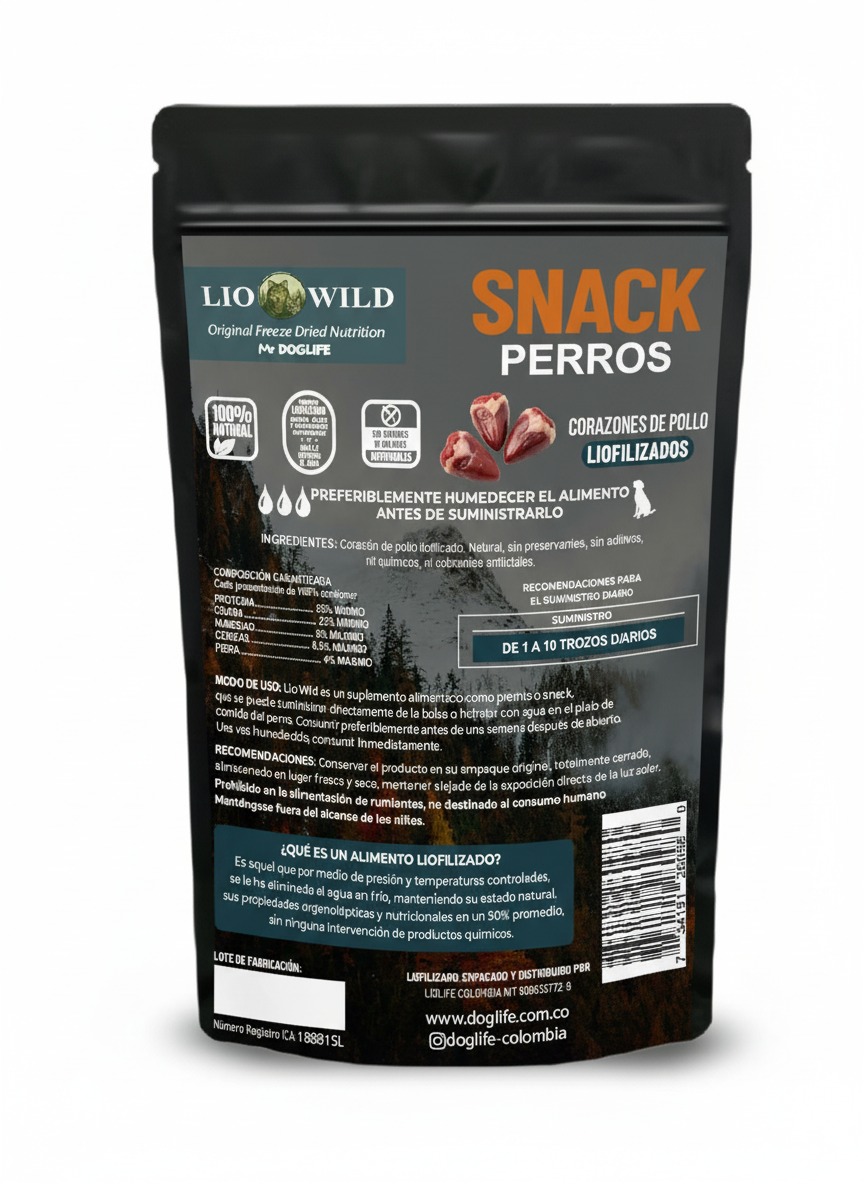 Snacks para perros liofilizado corazones de pollo