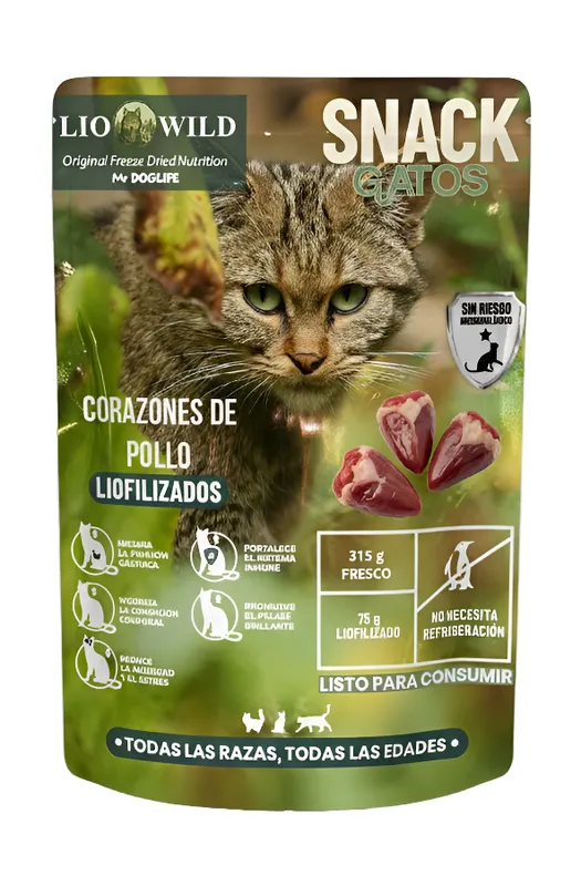 Snacks para gatos liofilizado corazones de pollo